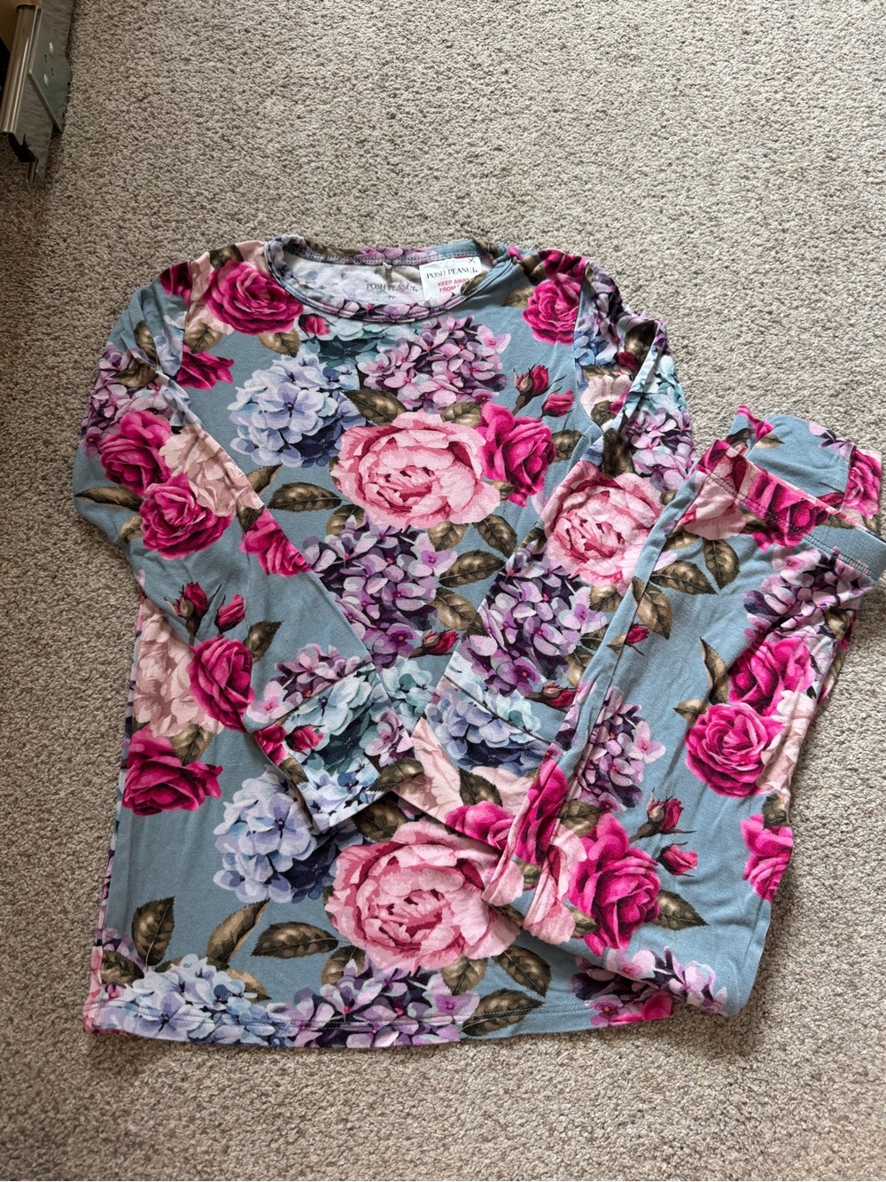 Posh Peanut Floral Long Sleeve Top and bottoms